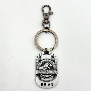 Universal Studios Jurassic World T-Rex Dinosaur Metal Keychain Name Brian